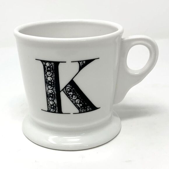 Anthropologie White Monogram K Pedestal Mug - Picture 1 of 12